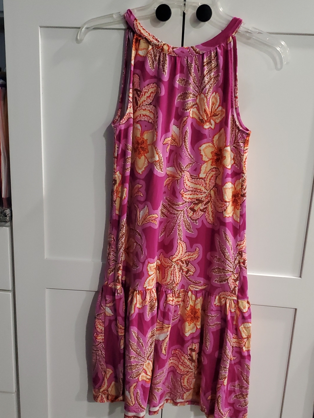LOFT Pink Floral Sleeveless Tiered Dress